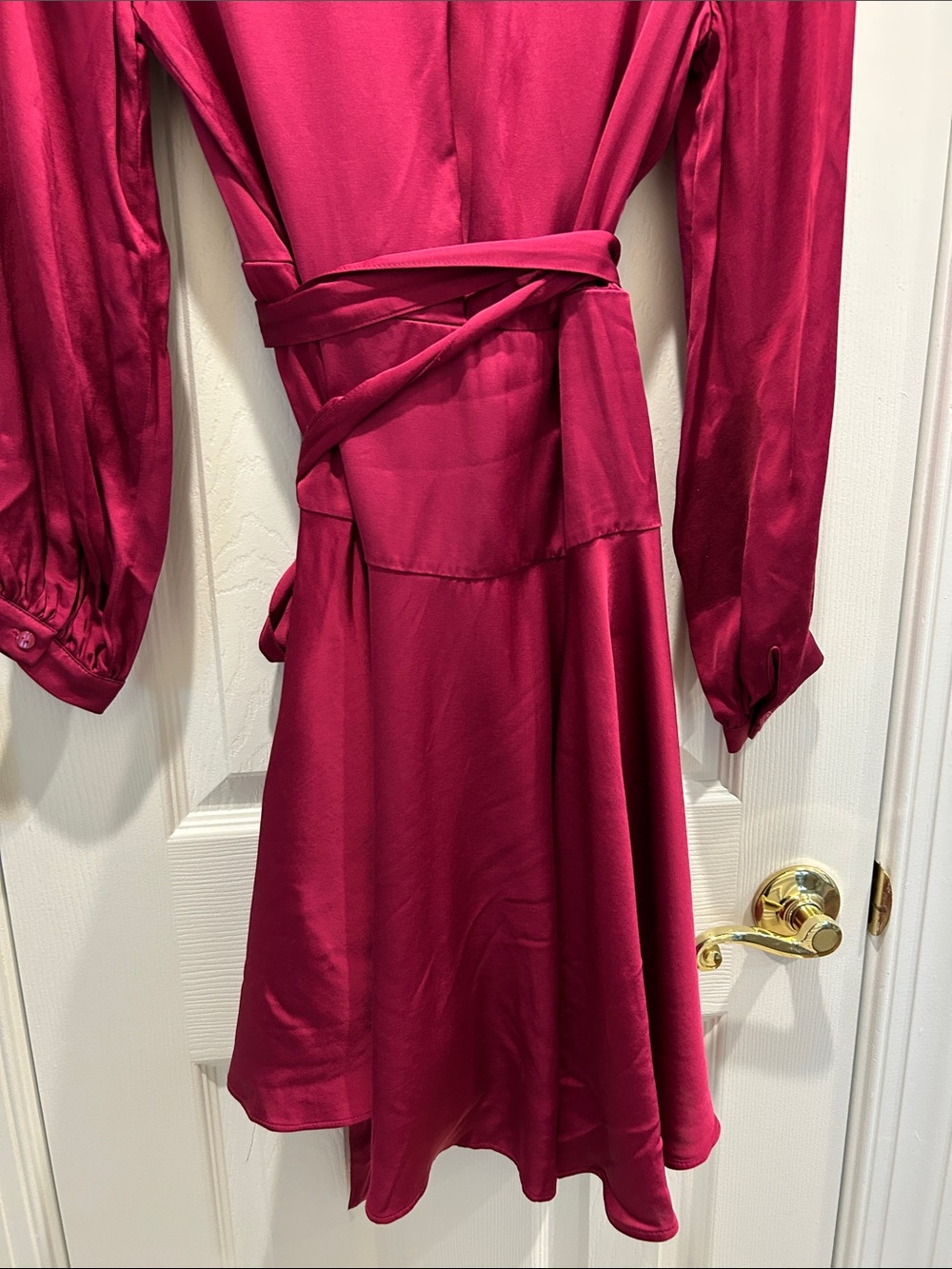 BR Satin Wrap dress- Raspberry - Picture 6 of 6